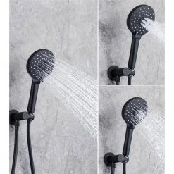Rainlex Single-Handle 1-Spray Round High Pressure Shower Faucet with 10 in. Shower Head in Matte Black (Valve Included) -Bathroom Faucets Store matte black rainlex shower faucets w96202h 10 4f 1000