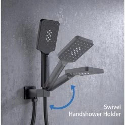 Rainlex 1-Handle 3-Spray Square High Pressure Shower Faucet Waterfall Spout 12 in. Shower Head in Matte Black (Valve Included) -Bathroom Faucets Store matte black rainlex shower faucets w97203h 12 1f 1000