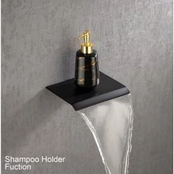 Rainlex 1-Handle 3-Spray Square High Pressure Shower Faucet Waterfall Spout 12 in. Shower Head in Matte Black (Valve Included) -Bathroom Faucets Store matte black rainlex shower faucets w97203h 12 44 1000