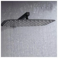 Rainlex 1-Handle 3-Spray Square High Pressure Shower Faucet Waterfall Spout 12 in. Shower Head in Matte Black (Valve Included) -Bathroom Faucets Store matte black rainlex shower faucets w97203h 12 4f 1000