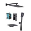 Rainlex 1-Handle 3-Spray Square High Pressure Shower Faucet Waterfall Spout 12 in. Shower Head in Matte Black (Valve Included)
