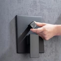 Rainlex 1-Handle 3-Spray Square High Pressure Shower Faucet Waterfall Spout 12 in. Shower Head in Matte Black (Valve Included) -Bathroom Faucets Store matte black rainlex shower faucets w97203h 12 76 1000