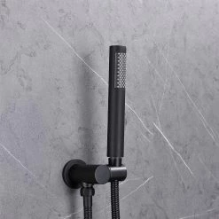Satico 2-Handle 2-Spray Rain Shower Faucet and Hand Shower Combo Kit with Round Shower Head in Matte Black (Valve Included) -Bathroom Faucets Store matte black satico shower faucets ss008dr01 4f 1000