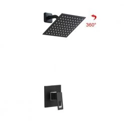 Cadeninc Single-Handle 1-Spray Wall Mounted Shower Faucet in Matte Black (Valve Included) -Bathroom Faucets Store matte black shower faucets nk lqnk 0728 1f 1000