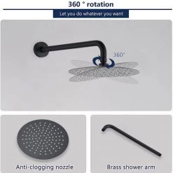 PROOX 2-Handle 2-Spray Round High Pressure Shower Faucet with 10 in. Rain Shower Head in Matte Black (Valve Included) -Bathroom Faucets Store matte black shower faucets pr a3584 mb 44 1000