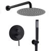PROOX 2-Handle 2-Spray Round High Pressure Shower Faucet with 10 in. Rain Shower Head in Matte Black (Valve Included)