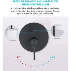 PROOX 2-Handle 2-Spray Round High Pressure Shower Faucet with 10 in. Ceiling Shower Faucet Set in Matte Black (Valve Included) -Bathroom Faucets Store matte black shower faucets pr a3585 mb 1f 1000