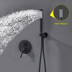 PROOX 2-Handle 2-Spray Round High Pressure Shower Faucet with 10 in. Ceiling Shower Faucet Set in Matte Black (Valve Included) -Bathroom Faucets Store matte black shower faucets pr a3585 mb 4f 1000