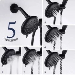 PROOX Single-Handle 35-Spray Round High Pressure Shower Faucet in Matte Black (Valve Included) -Bathroom Faucets Store matte black shower faucets pr a3794 mb fa 1000