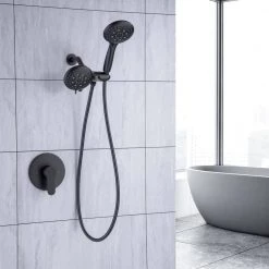 Rainlex Single-Handle 6-Spray Round High Pressure Shower Faucetin Black (Valve Included) -Bathroom Faucets Store matte black shower faucets rx96106h 31 1000