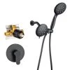 Rainlex Single-Handle 6-Spray Round High Pressure Shower Faucetin Black (Valve Included)