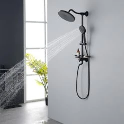 Utopia 4niture Charize Single Handle Round Shower Faucet with 10 in. Shower Head and Handheld Sprayer in Matte Black -Bathroom Faucets Store matte black utopia 4niture shower faucets has 1033b 10mb 31 1000