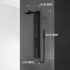 VIGO Rector 55.125 in. 2-Jet Shower Panel System with Adjustable Square Shower Head in Matte Black -Bathroom Faucets Store matte black vigo shower towers vg08012mb 4f 1000