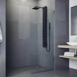VIGO Rector 55.125 in. 2-Jet Shower Panel System with Adjustable Square Shower Head in Matte Black -Bathroom Faucets Store matte black vigo shower towers vg08012mb c3 1000