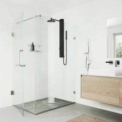 VIGO Gardenia 39.375 in. 2-Jet Shower Panel System with Round Shower Head in Matte Black -Bathroom Faucets Store matte black vigo shower towers vg08016mb 1d 1000