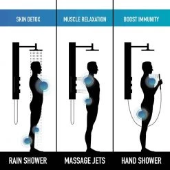 VIGO Gardenia 39.375 in. 2-Jet Shower Panel System with Round Shower Head in Matte Black -Bathroom Faucets Store matte black vigo shower towers vg08016mb 44 1000