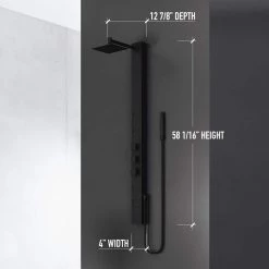 VIGO Sutton 58.0625 in. 4-Jet Shower Panel System with Square Shower head in Matte Black -Bathroom Faucets Store matte black vigo shower towers vg08017mb 40 1000