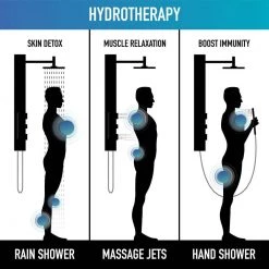 VIGO Sutton 58.0625 in. 4-Jet Shower Panel System with Square Shower head in Matte Black -Bathroom Faucets Store matte black vigo shower towers vg08017mb 44 1000