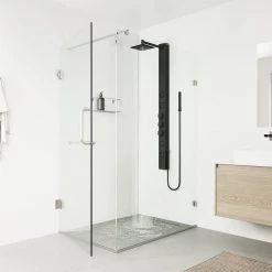 VIGO Sutton 58.0625 in. 4-Jet Shower Panel System with Square Shower head in Matte Black -Bathroom Faucets Store matte black vigo shower towers vg08017mb a0 1000