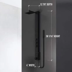 VIGO Bowery 58.0625 in. 4-Jet Shower Panel System with Square Shower head and Tub Filler in Matte Black -Bathroom Faucets Store matte black vigo shower towers vg08019mb 40 1000