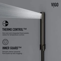 VIGO Bowery 58.0625 in. 4-Jet Shower Panel System with Square Shower head and Tub Filler in Matte Black -Bathroom Faucets Store matte black vigo shower towers vg08019mb 4f 1000