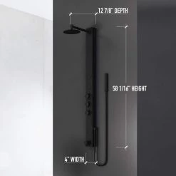 VIGO Bowery 58.0625 in. 4-Jet Shower Panel System with Round Shower head and Tub Filler in Matte Black -Bathroom Faucets Store matte black vigo shower towers vg08020mb 40 1000