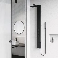 VIGO Sutton 58.0625 in. 4-Jet Shower Panel System with Square Shower head in Matte Black -Bathroom Faucets Store matte black vigo shower towers vg08021mb 1d 1000