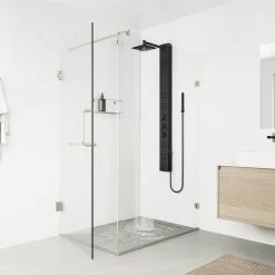 VIGO Sutton 58.0625 in. 4-Jet Shower Panel System with Square Shower head in Matte Black -Bathroom Faucets Store matte black vigo shower towers vg08021mb a0 1000