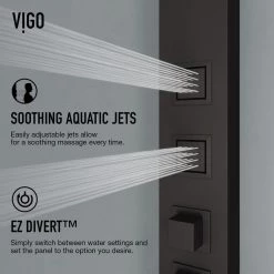 VIGO Sutton 58.0625 in. 4-Jet Shower Panel System with Square Shower head in Matte Black -Bathroom Faucets Store matte black vigo shower towers vg08021mb c3 1000