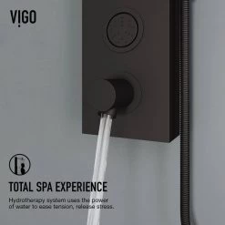 VIGO Bowery 59.0625 in. 4-Jet Shower Panel System with Round Shower head and Tub Filler in Matte Black 22 VIGO Bowery 59.0625 in. 4-Jet Shower Panel System with Round Shower head and Tub Filler in Matte Black -Bathroom Faucets Store matte black vigo shower towers vg08022mb 1f 1000