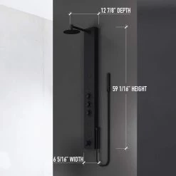 VIGO Bowery 59.0625 in. 4-Jet Shower Panel System with Round Shower head and Tub Filler in Matte Black 15 VIGO Bowery 59.0625 in. 4-Jet Shower Panel System with Round Shower head and Tub Filler in Matte Black -Bathroom Faucets Store matte black vigo shower towers vg08022mb 40 1000