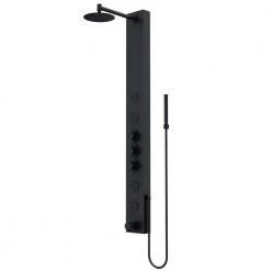 VIGO Bowery 59.0625 in. 4-Jet Shower Panel System with Round Shower head and Tub Filler in Matte Black