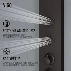 VIGO Bowery 59.0625 in. 4-Jet Shower Panel System with Round Shower head and Tub Filler in Matte Black 20 VIGO Bowery 59.0625 in. 4-Jet Shower Panel System with Round Shower head and Tub Filler in Matte Black -Bathroom Faucets Store matte black vigo shower towers vg08022mb c3 1000