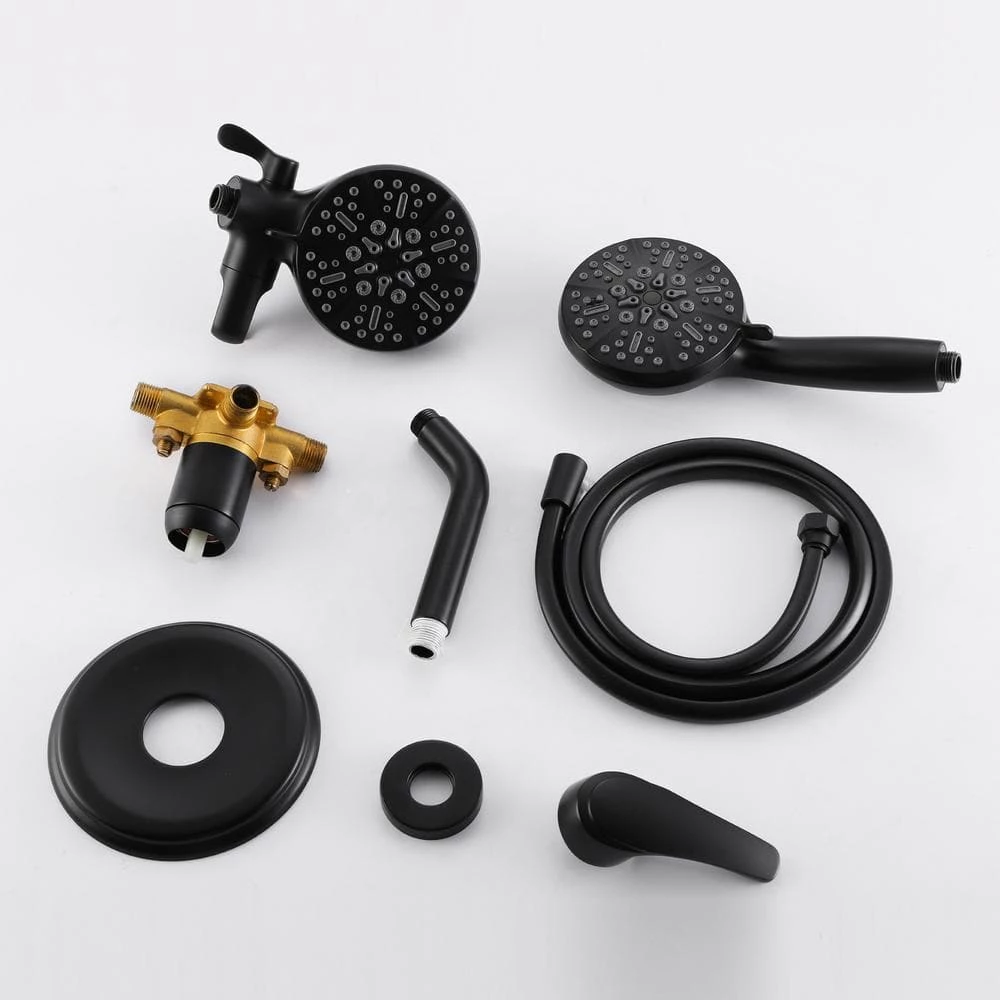 WELLFOR Single-Handle 2-Spray Round High-Pressure Shower Faucet Dual Shower Head Faucet in Matte Black (Valve Included) 5 WELLFOR Single-Handle 2-Spray Round High-Pressure Shower Faucet Dual Shower Head Faucet in Matte Black (Valve Included) - Image 5