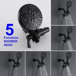 WELLFOR Single-Handle 2-Spray Round High-Pressure Shower Faucet Dual Shower Head Faucet in Matte Black (Valve Included) 10 WELLFOR Single-Handle 2-Spray Round High-Pressure Shower Faucet Dual Shower Head Faucet in Matte Black (Valve Included) -Bathroom Faucets Store matte black wellfor shower faucets spa 88014b 4f 1000