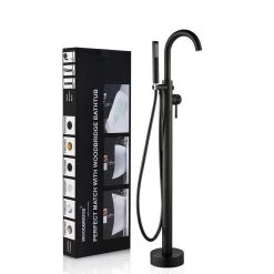 WOODBRIDGE Everette Single-Handle Freestanding Tub Faucet with Hand Shower in Matte Black -Bathroom Faucets Store matte black woodbridge claw foot tub faucets f1017 31 1000