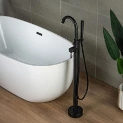 WOODBRIDGE Everette Single-Handle Freestanding Tub Faucet with Hand Shower in Matte Black -Bathroom Faucets Store matte black woodbridge claw foot tub faucets f1017 44 1000