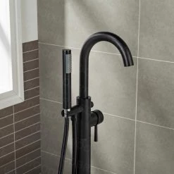 WOODBRIDGE Everette Single-Handle Freestanding Tub Faucet with Hand Shower in Matte Black -Bathroom Faucets Store matte black woodbridge claw foot tub faucets f1017 d4 1000