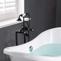 WOODBRIDGE Malibu 3-Handle Claw Foot Freestanding Tub Faucet with Hand Shower in Matte Black -Bathroom Faucets Store matte black woodbridge claw foot tub faucets f1060 c3 1000