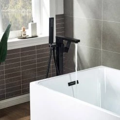 WOODBRIDGE Zurich Single-Handle Freestanding Tub Faucet with Hand Shower in Matte Black -Bathroom Faucets Store matte black woodbridge claw foot tub faucets f1070 40 1000
