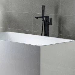 WOODBRIDGE Zurich Single-Handle Freestanding Tub Faucet with Hand Shower in Matte Black -Bathroom Faucets Store matte black woodbridge claw foot tub faucets f1070 c3 1000