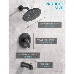 YASINU Single-Handle 2-Spray Settings Round High Pressure Shower Faucet with Tub Spout in Matte Black Valve Included -Bathroom Faucets Store matte black yasinu shower faucets yn af209mb fa 1000