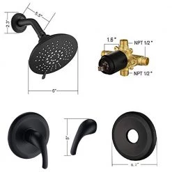 YASINU Wall Mount Single Handle 5-Spray Round High Pressure Shower Faucet In Matte Black (Valve Included) -Bathroom Faucets Store matte black yasinu shower faucets yna3508 mb 44 1000