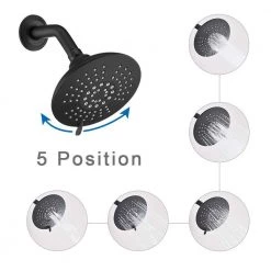 YASINU Wall Mount Single Handle 5-Spray Round High Pressure Shower Faucet In Matte Black (Valve Included) -Bathroom Faucets Store matte black yasinu shower faucets yna3508 mb 4f 1000