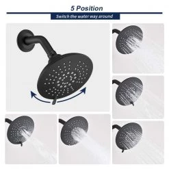 YASINU Single Handle 5-Spray High Pressure Bathroom Round Shower Faucet In Matte Black (Valve Included) -Bathroom Faucets Store matte black yasinu shower faucets yna3518 mb 4f 1000