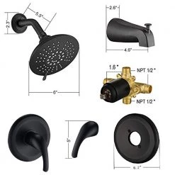 YASINU Single Handle 5-Spray High Pressure Bathroom Round Shower Faucet In Matte Black (Valve Included) -Bathroom Faucets Store matte black yasinu shower faucets yna3518 mb c3 1000