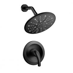 YASINU Single Handle 1-Spray Round Shower Faucet Head In Matte Black (Valve Included)