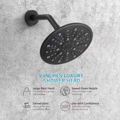 YASINU Single Handle 1-Spray Round Shower Faucet Head In Matte Black (Valve Included) -Bathroom Faucets Store matte black yasinu shower faucets ynaa206mb c3 1000