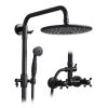 YASINU 1-Spray Wall Bar Shower Kit 8 in. Round Rain Shower Head with Hand Shower in Matte Black