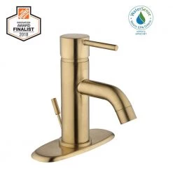 Glacier Bay Modern Single Hole Single-Handle Low-Arc Bathroom Faucet in Matte Gold -Bathroom Faucets Store matte gold glacier bay single hole bathroom faucets hd67732w 604405 77 1000